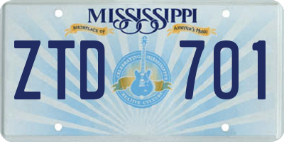 MS license plate ZTD701