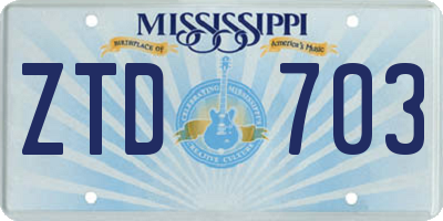 MS license plate ZTD703