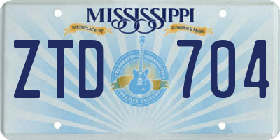 MS license plate ZTD704