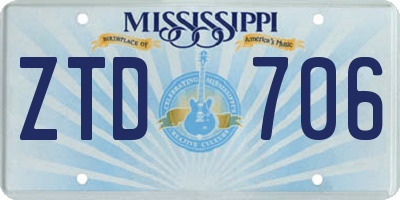 MS license plate ZTD706