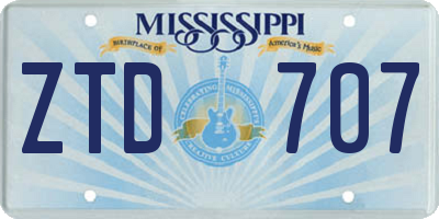 MS license plate ZTD707