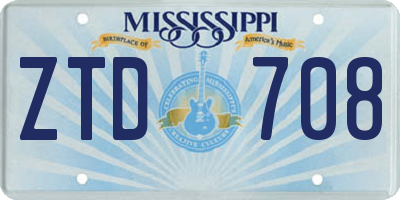 MS license plate ZTD708