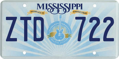 MS license plate ZTD722