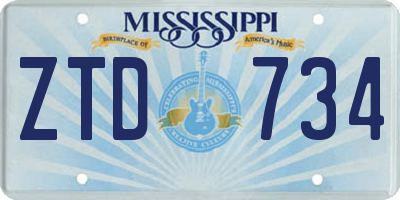 MS license plate ZTD734