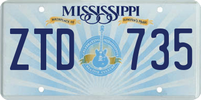 MS license plate ZTD735
