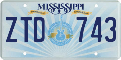 MS license plate ZTD743