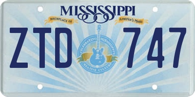 MS license plate ZTD747