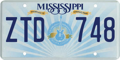 MS license plate ZTD748