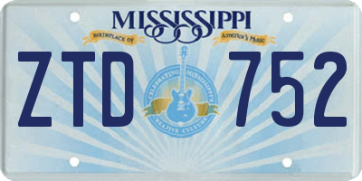 MS license plate ZTD752