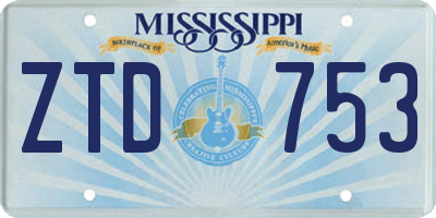 MS license plate ZTD753