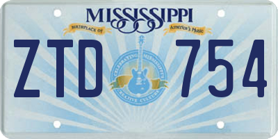 MS license plate ZTD754