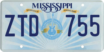 MS license plate ZTD755