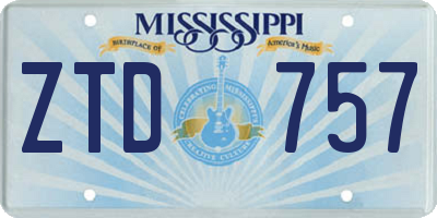 MS license plate ZTD757