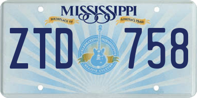 MS license plate ZTD758