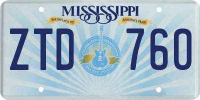 MS license plate ZTD760