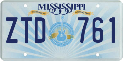 MS license plate ZTD761