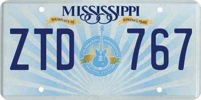 MS license plate ZTD767