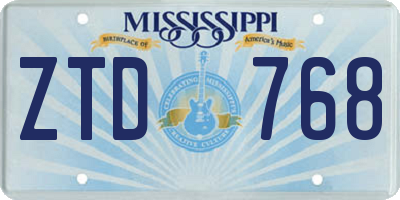 MS license plate ZTD768