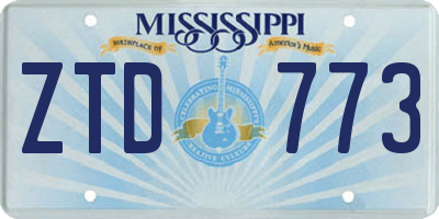 MS license plate ZTD773
