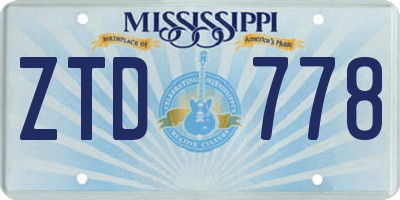 MS license plate ZTD778