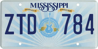 MS license plate ZTD784