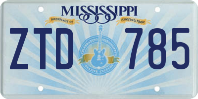 MS license plate ZTD785