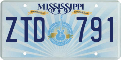 MS license plate ZTD791