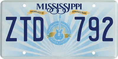 MS license plate ZTD792
