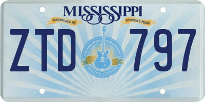 MS license plate ZTD797