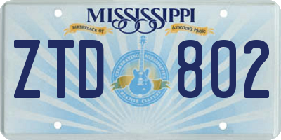 MS license plate ZTD802