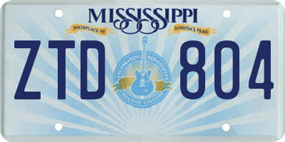 MS license plate ZTD804