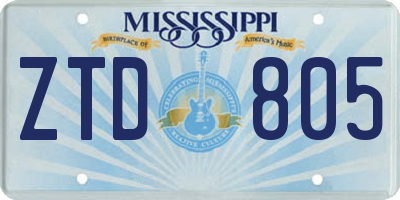 MS license plate ZTD805