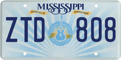 MS license plate ZTD808