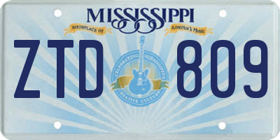MS license plate ZTD809