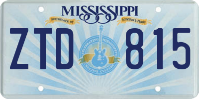 MS license plate ZTD815