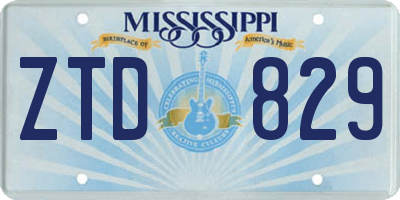 MS license plate ZTD829