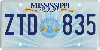 MS license plate ZTD835