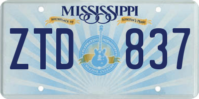 MS license plate ZTD837