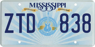 MS license plate ZTD838