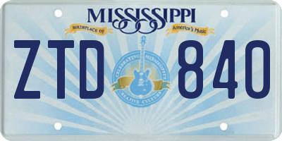 MS license plate ZTD840