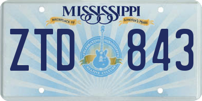 MS license plate ZTD843