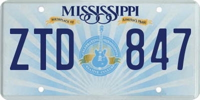 MS license plate ZTD847