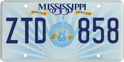 MS license plate ZTD858