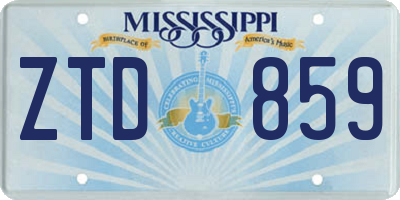 MS license plate ZTD859