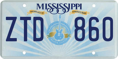 MS license plate ZTD860