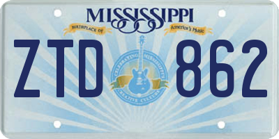 MS license plate ZTD862