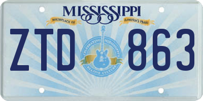MS license plate ZTD863