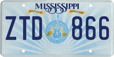 MS license plate ZTD866