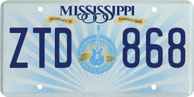 MS license plate ZTD868