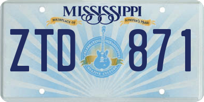 MS license plate ZTD871